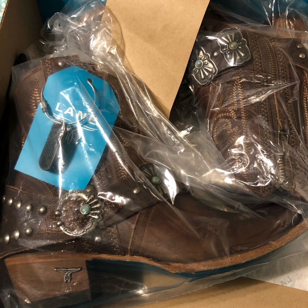 (Brand: LANE) Silver Mesa Bootie ; Size 9.5 ; Color: Cognac (brown)